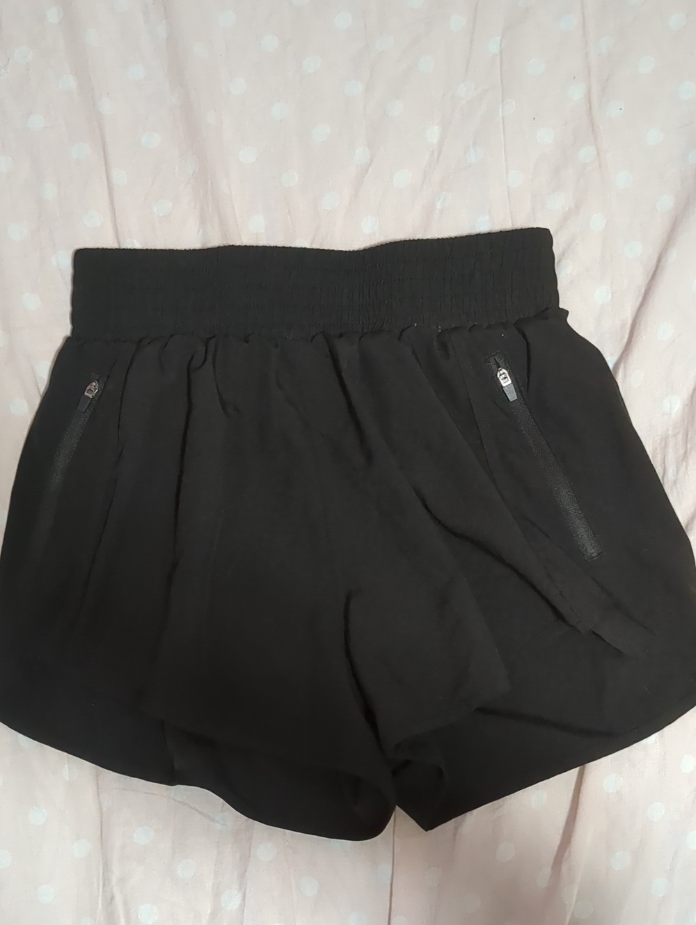 Black High-Waist Athletic Shorts with Zipper Pockets